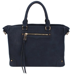 Kelly Faux Leather Front Zip Decor Satchel