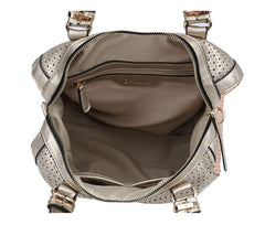 Jessie Metallic Faux Leather Duffel Bag