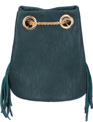 Evelyn Faux Leather Gold Chain Wrap Bucket Crossbody