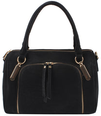 Maya Faux Leather Front Round Zip Satchel
