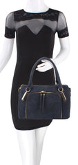 Maya Faux Leather Front Round Zip Satchel