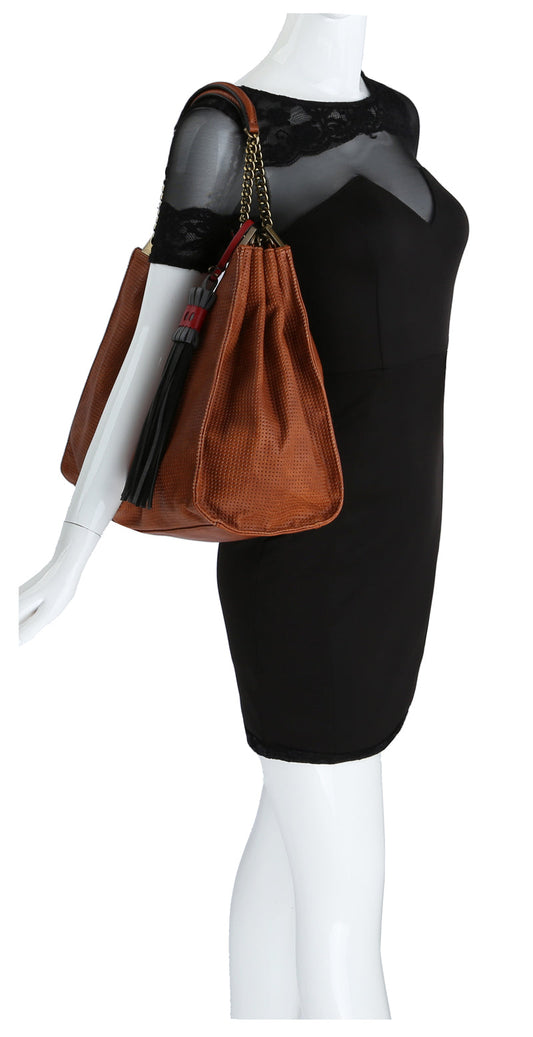 Leslie Faux Leather Hobo Tote Bag