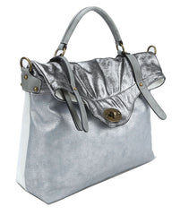 Lennon Metallic Faux Suede Satchel