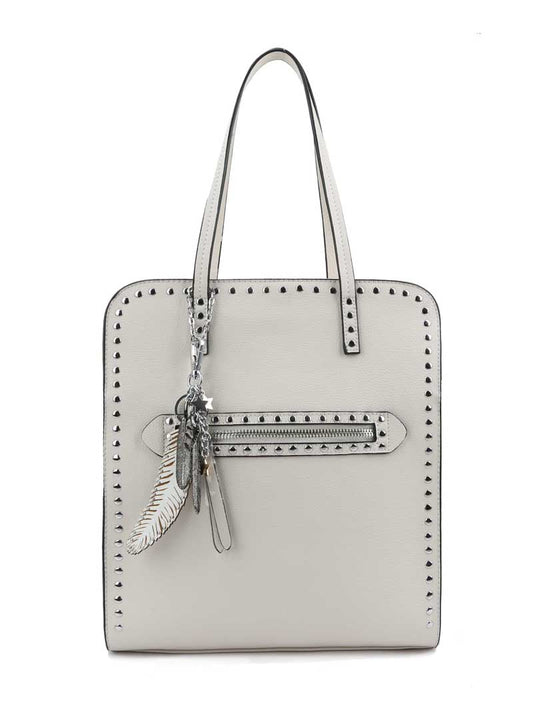 Studded Faux Leather Tote Bag