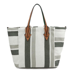 Striped Faux Leather Tota Bag