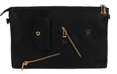 Rina Faux Leather Moto Jacket Shaped Clutch