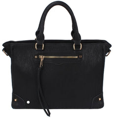 Kelly Faux Leather Front Zip Decor Satchel