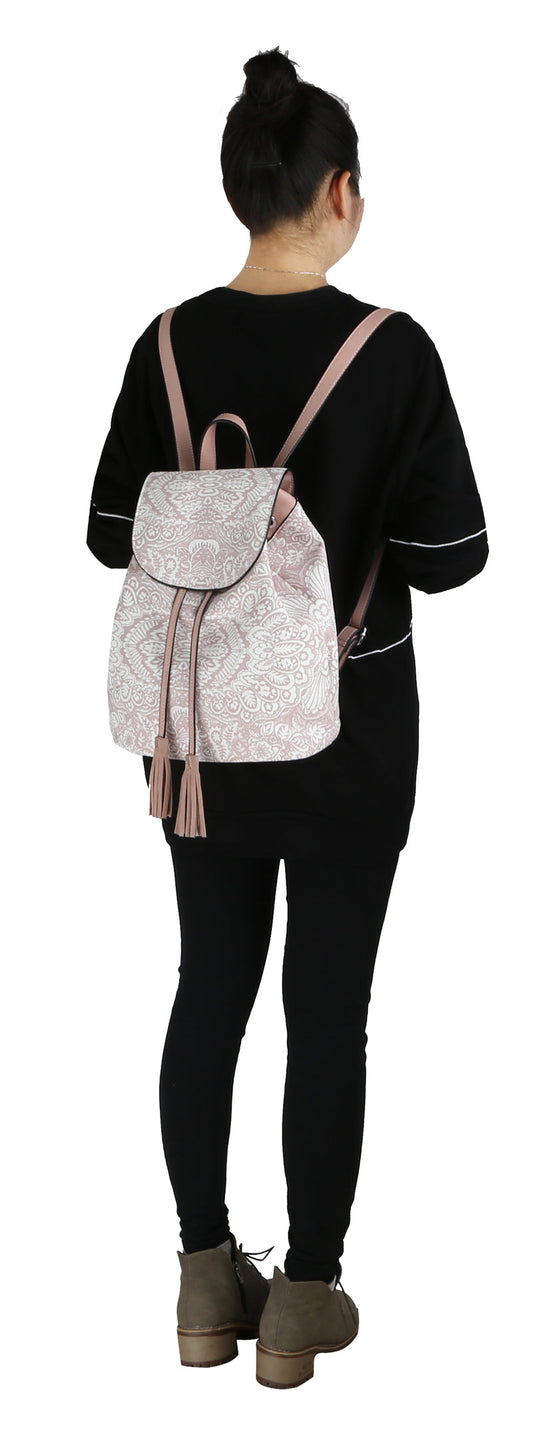 Willa Floral Patterned Boho Drawstring Backpack